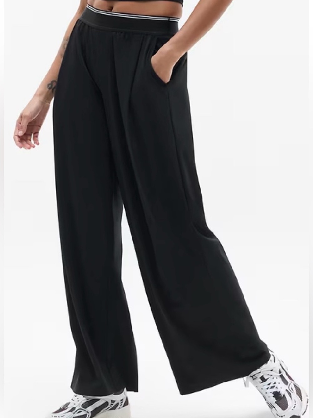 Athleta Black High Waist Wide Leg Pants